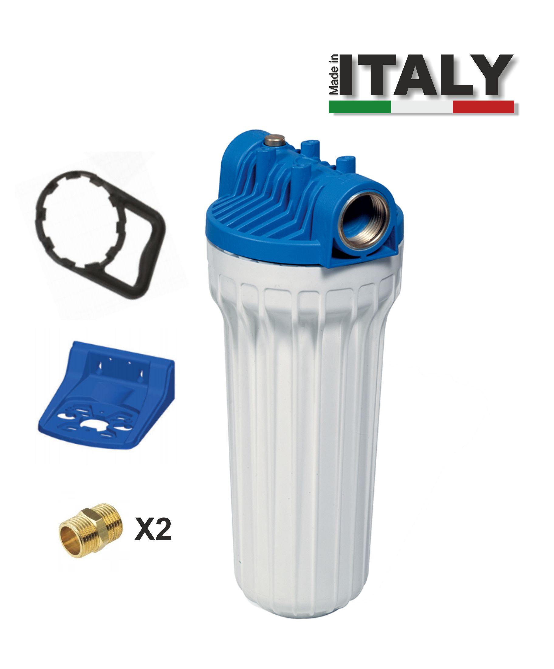 Δοχείο Φίλτρου νερού 1/2" με νίπελ Μονό Made in Italy 10"
