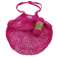 Τσάντα δίχτυ με μακριά λαβή από οργανικό βαμβάκι ILOVEECO - Ροζ
