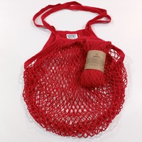 Τσάντα δίχτυ με μακριά λαβή από οργανικό βαμβάκι ILOVEECO - Κόκκινη
